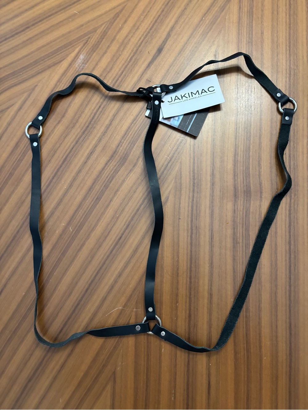 Black Leather Strap Harness Belt - Women's Accessory